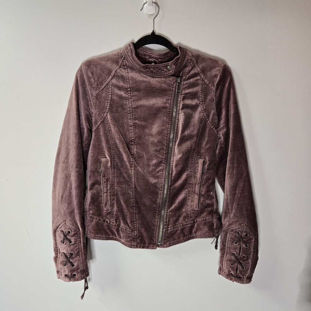 Free People Purple Velvet Moto Jacket !